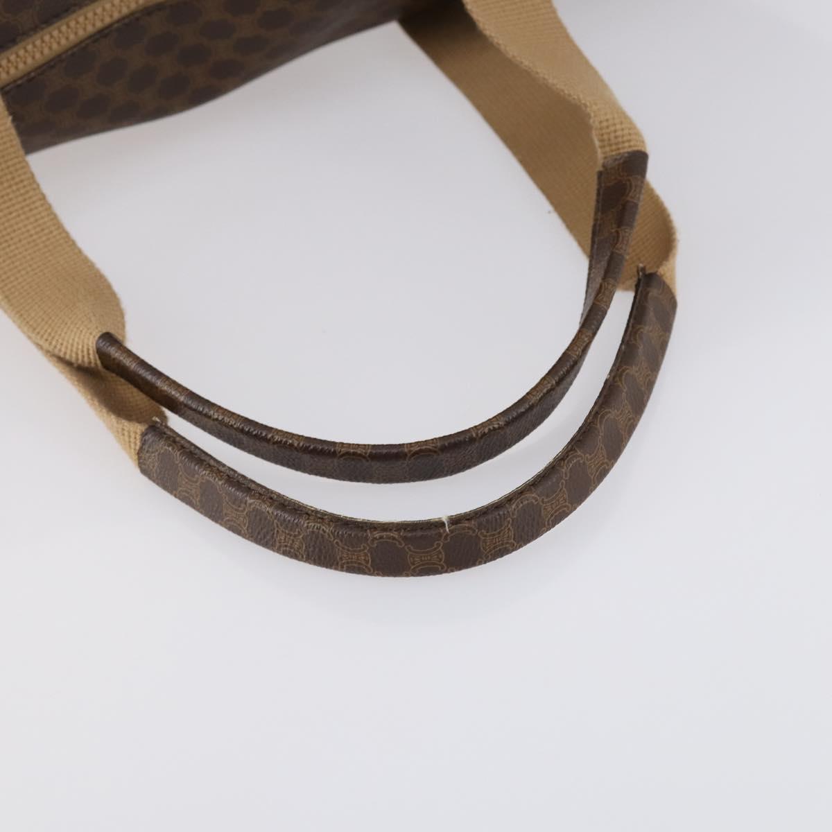 CELINE Macadam Canvas Boston Bag PVC Brown Gold Auth mr1580