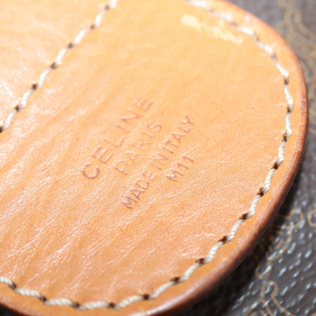 CELINE Macadam Canvas Boston Bag PVC Brown Gold Auth mr1581