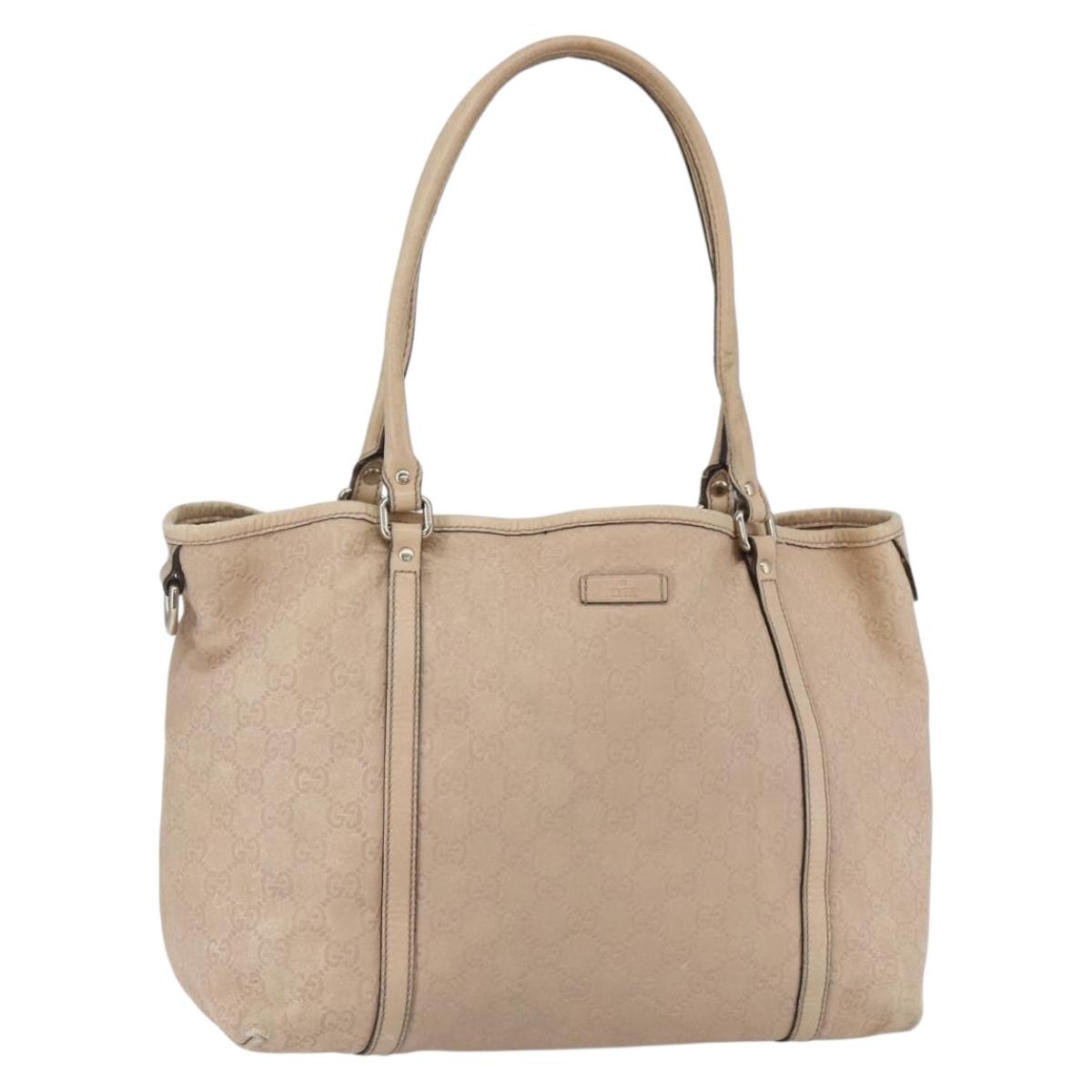 GUCCI GG Canvas Guccissima Tote Bag Leather Gold Beige pink 197953 Auth mr1583