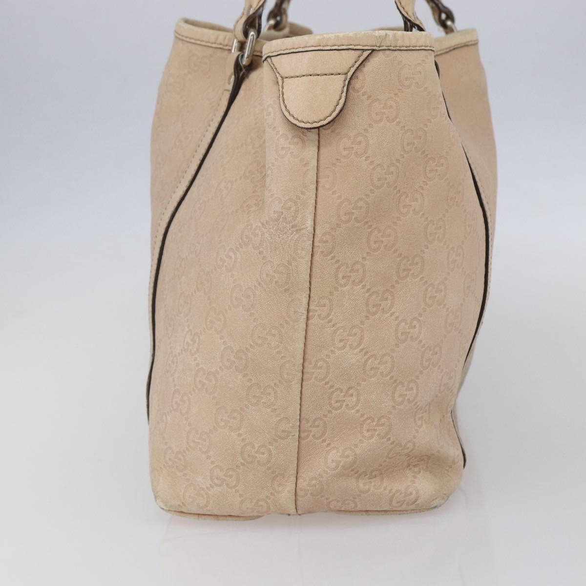 GUCCI GG Canvas Guccissima Tote Bag Leather Gold Beige pink 197953 Auth mr1583