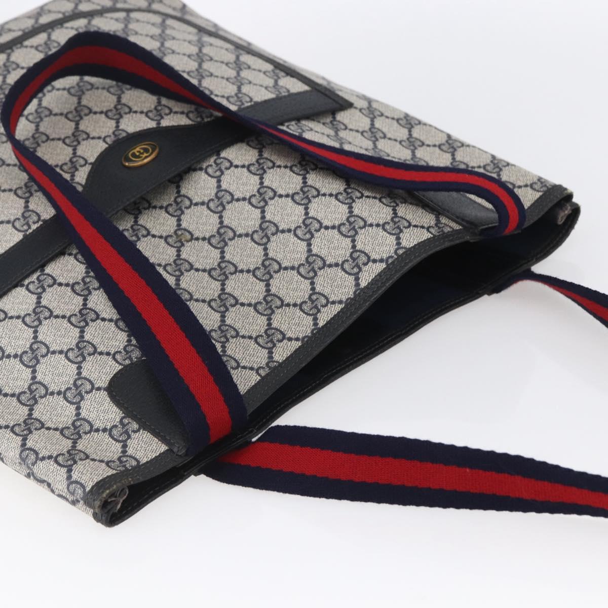 GUCCI GG Supreme Sherry Line Tote Bag PVC Navy 39 02 003 Auth mr1584