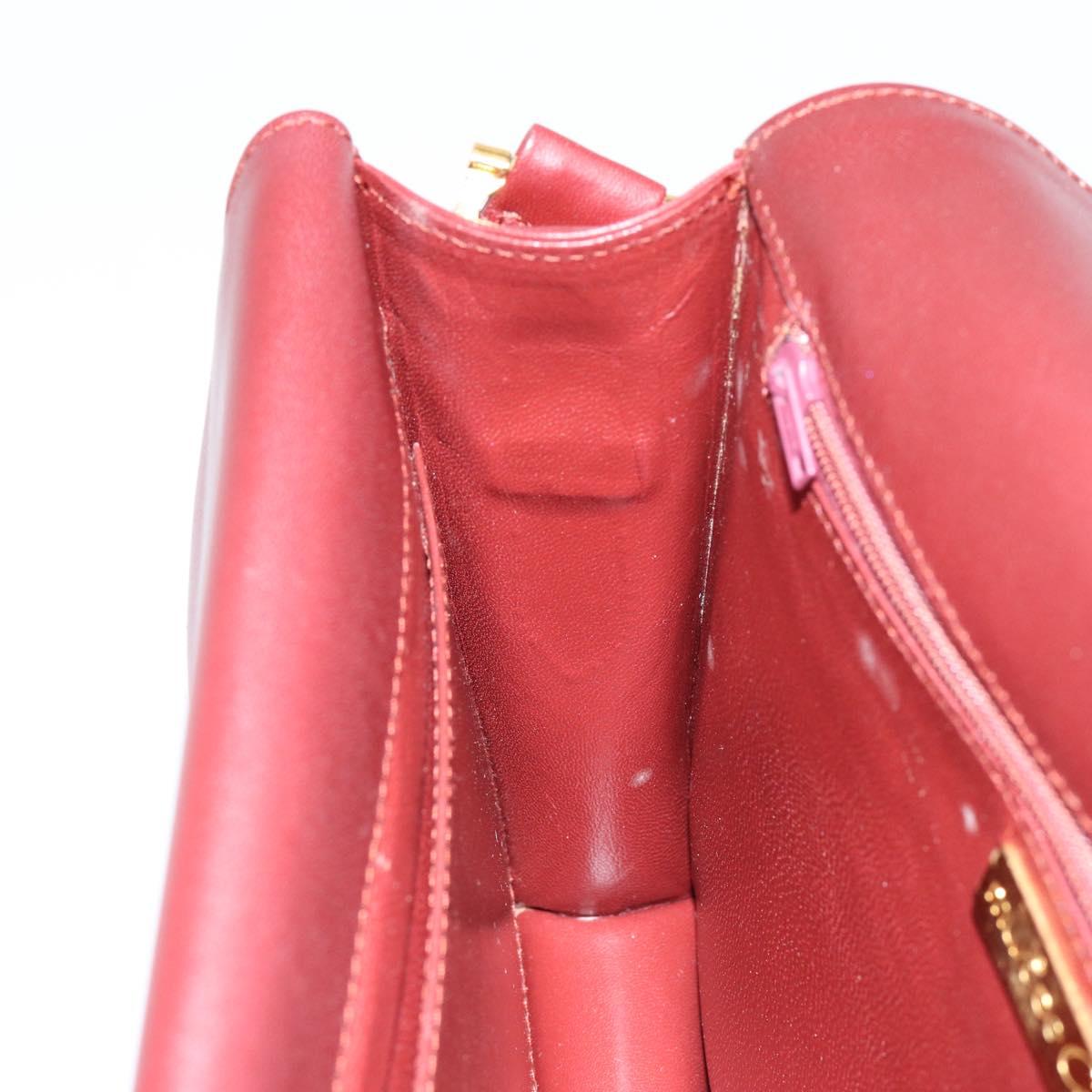 CARTIER Must Line Shoulder Bag Leather Bordeaux Gold Auth mr1585