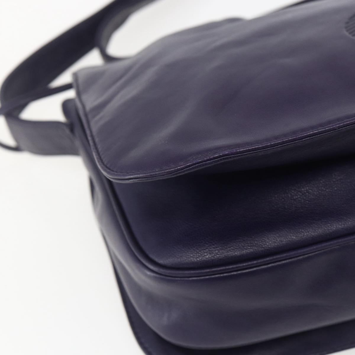 LOEWE Anagram Shoulder Bag Leather Purple Gold Auth mr1586