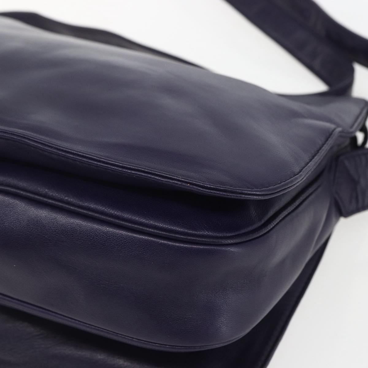 LOEWE Anagram Shoulder Bag Leather Purple Gold Auth mr1586