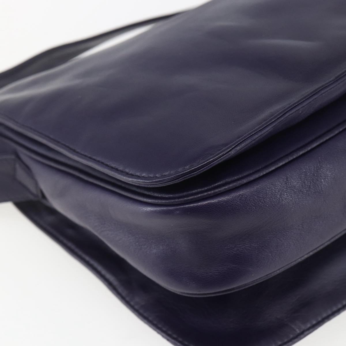 LOEWE Anagram Shoulder Bag Leather Purple Gold Auth mr1586