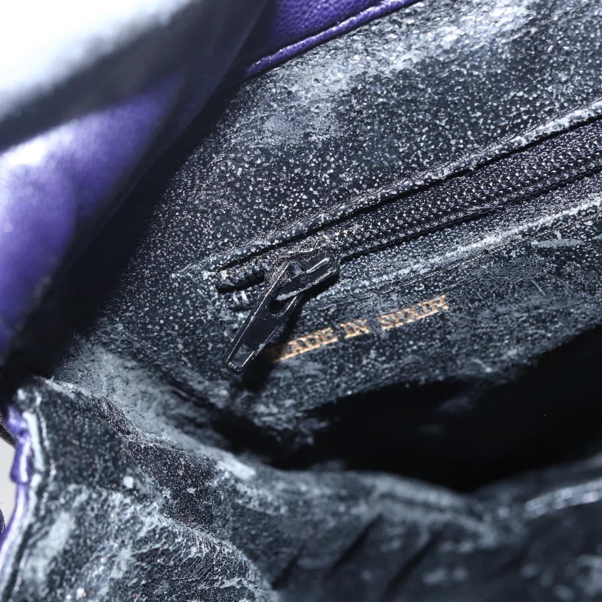 LOEWE Anagram Shoulder Bag Leather Purple Gold Auth mr1586