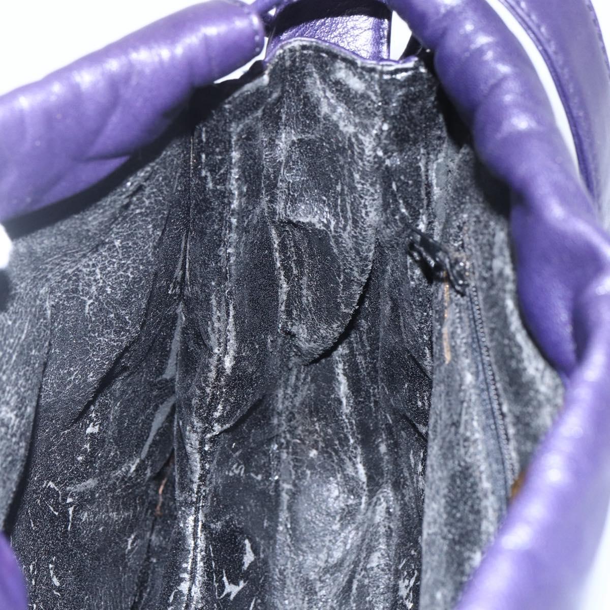 LOEWE Anagram Shoulder Bag Leather Purple Gold Auth mr1586