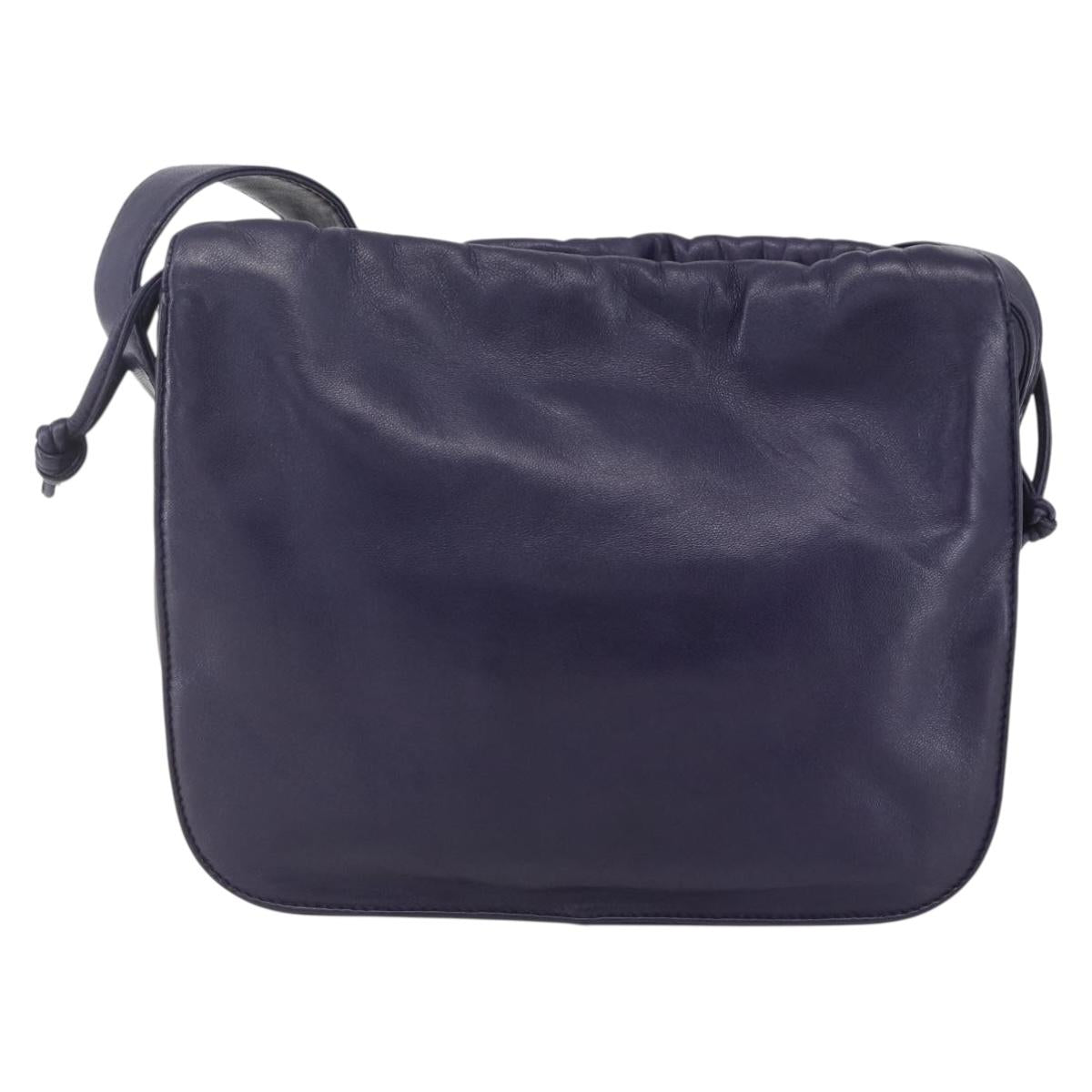 LOEWE Anagram Shoulder Bag Leather Purple Gold Auth mr1586