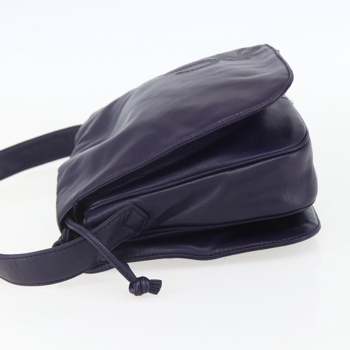 LOEWE Anagram Shoulder Bag Leather Purple Gold Auth mr1586