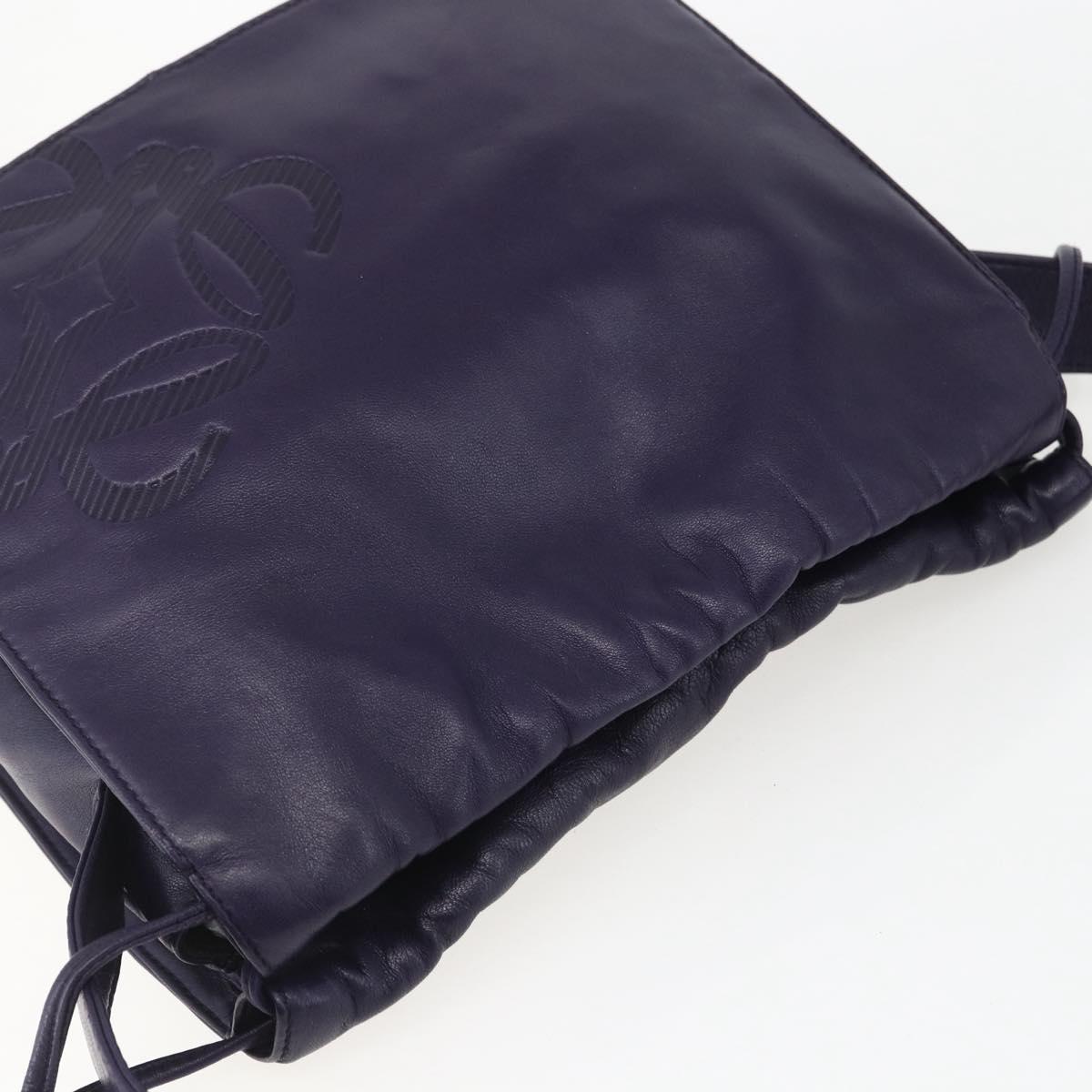 LOEWE Anagram Shoulder Bag Leather Purple Gold Auth mr1586