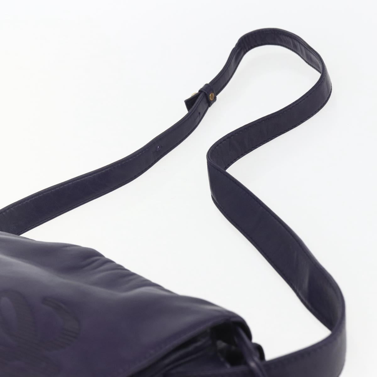 LOEWE Anagram Shoulder Bag Leather Purple Gold Auth mr1586