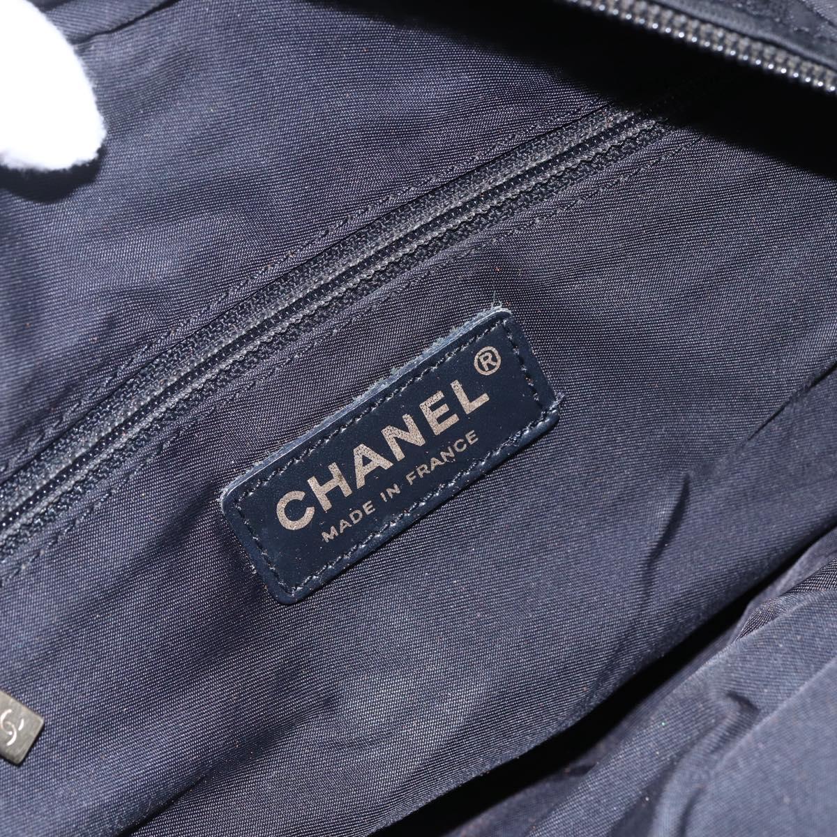 CHANEL New Travel Line Hand Bag Nylon Black Gold CC Auth mr1588