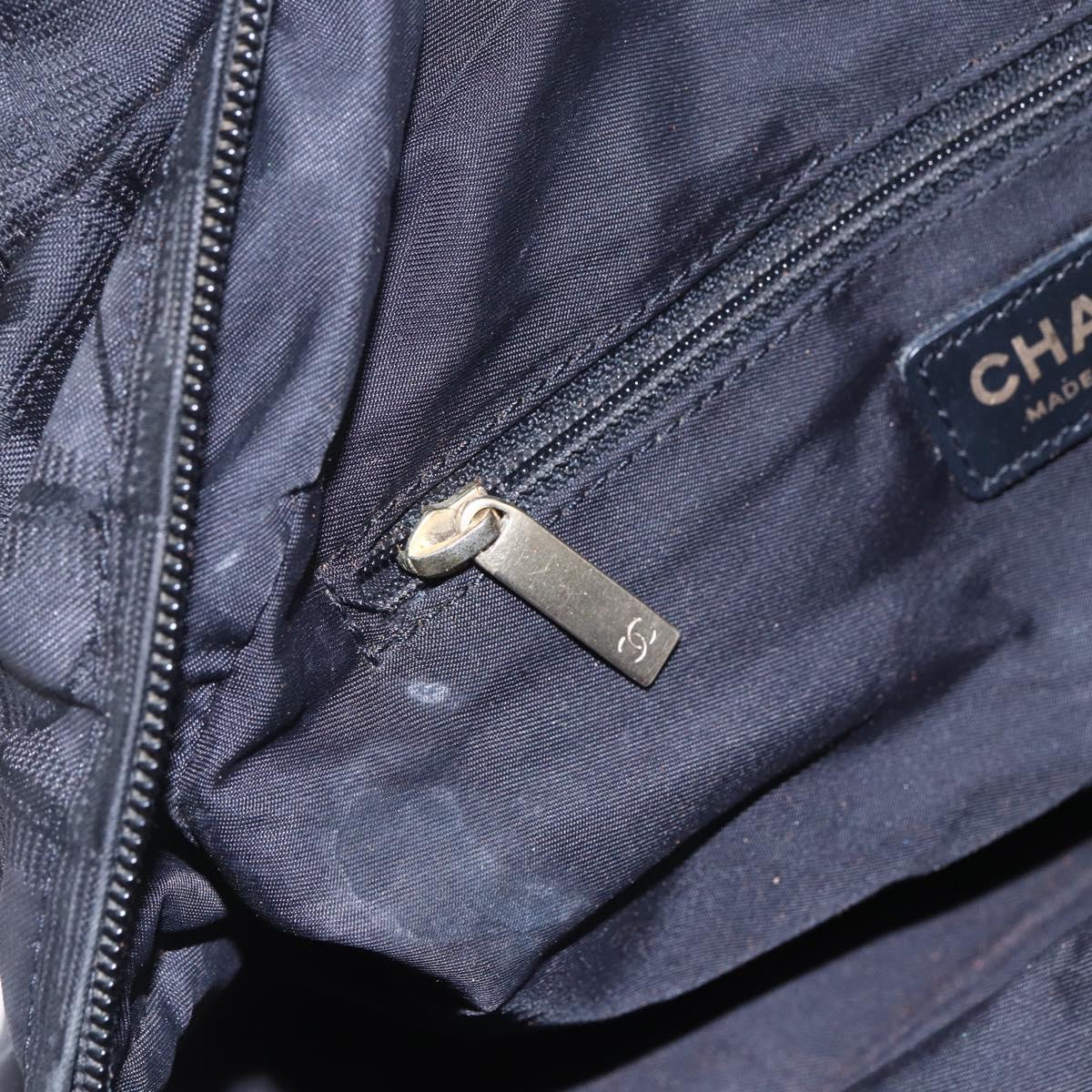 CHANEL New Travel Line Hand Bag Nylon Black Gold CC Auth mr1588