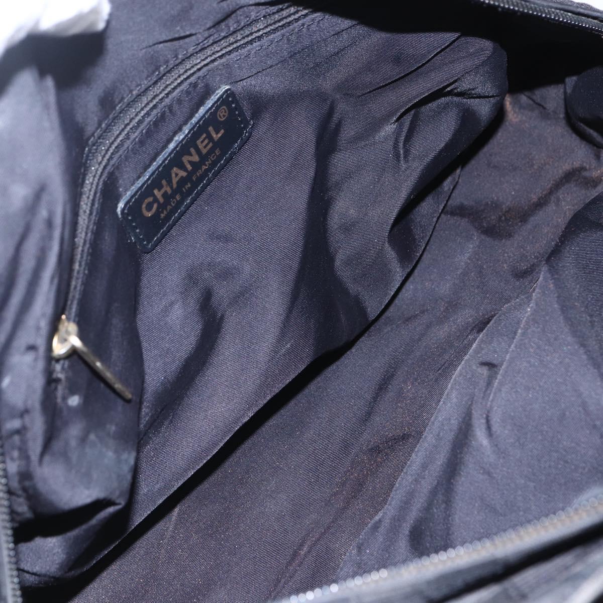 CHANEL New Travel Line Hand Bag Nylon Black Gold CC Auth mr1588