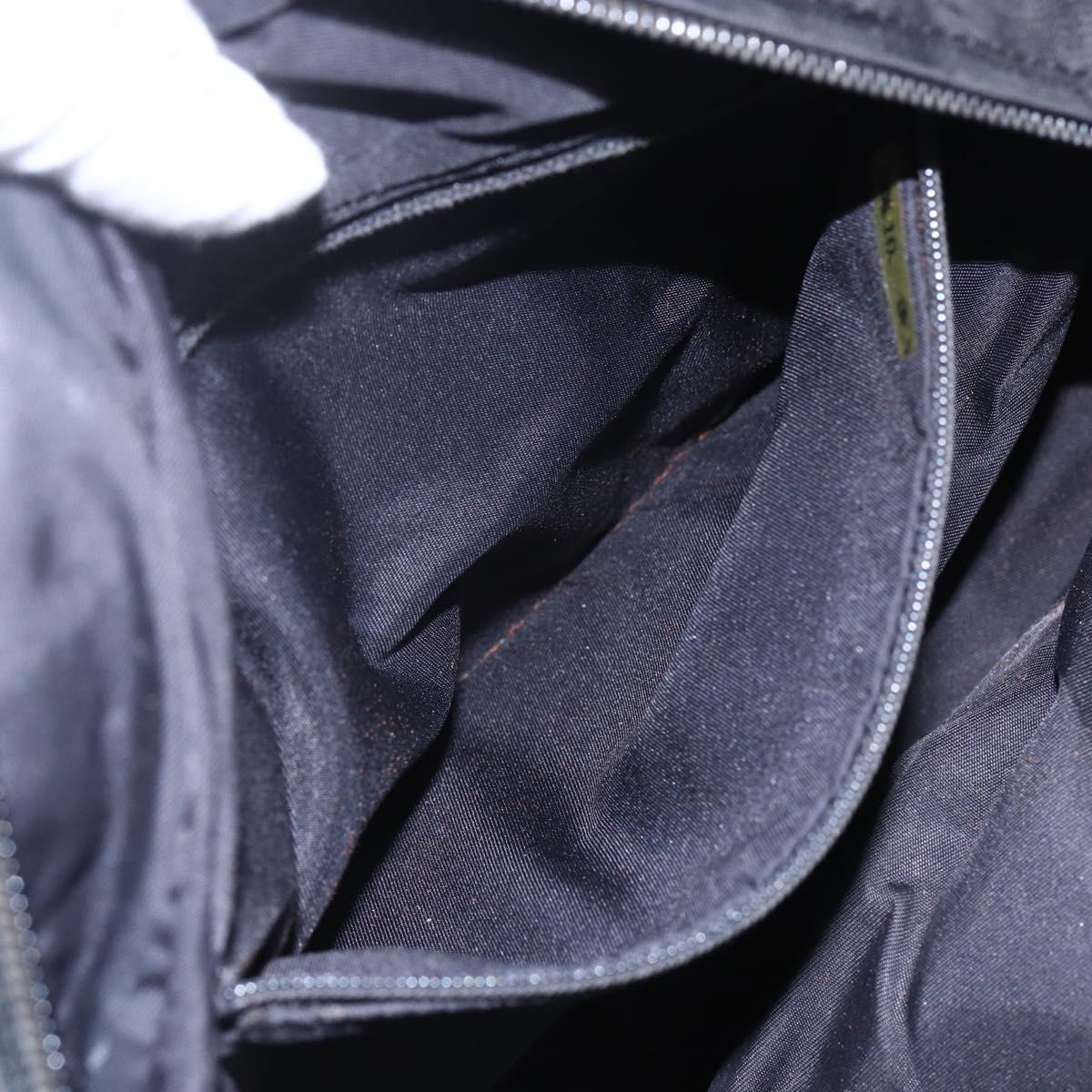 CHANEL New Travel Line Hand Bag Nylon Black Gold CC Auth mr1588