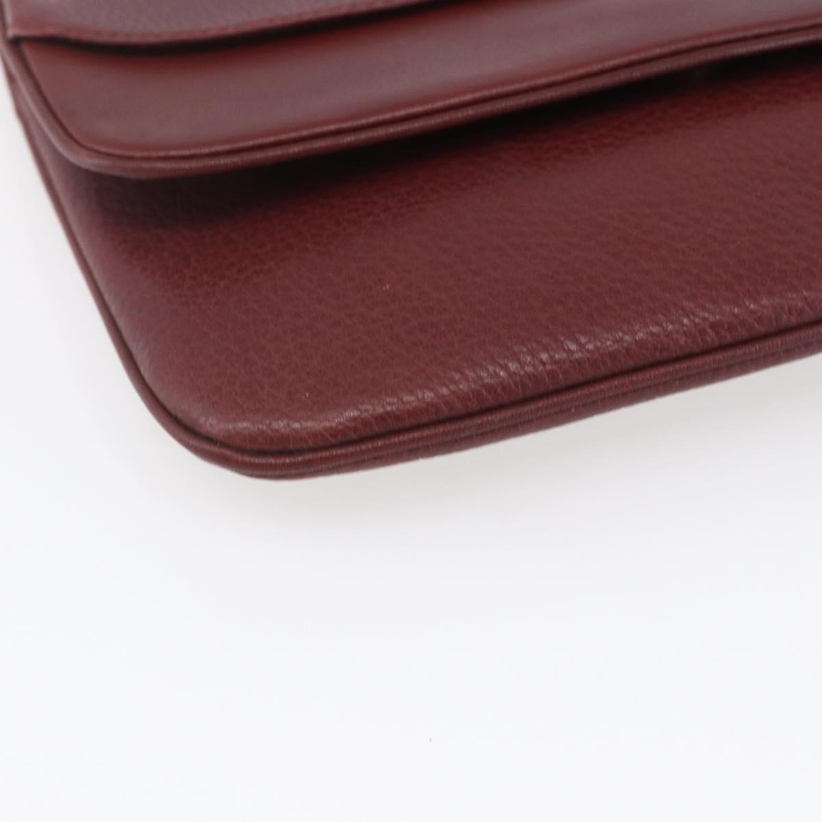 CARTIER Must Line Shoulder Bag Leather Bordeaux Gold Auth mr1591