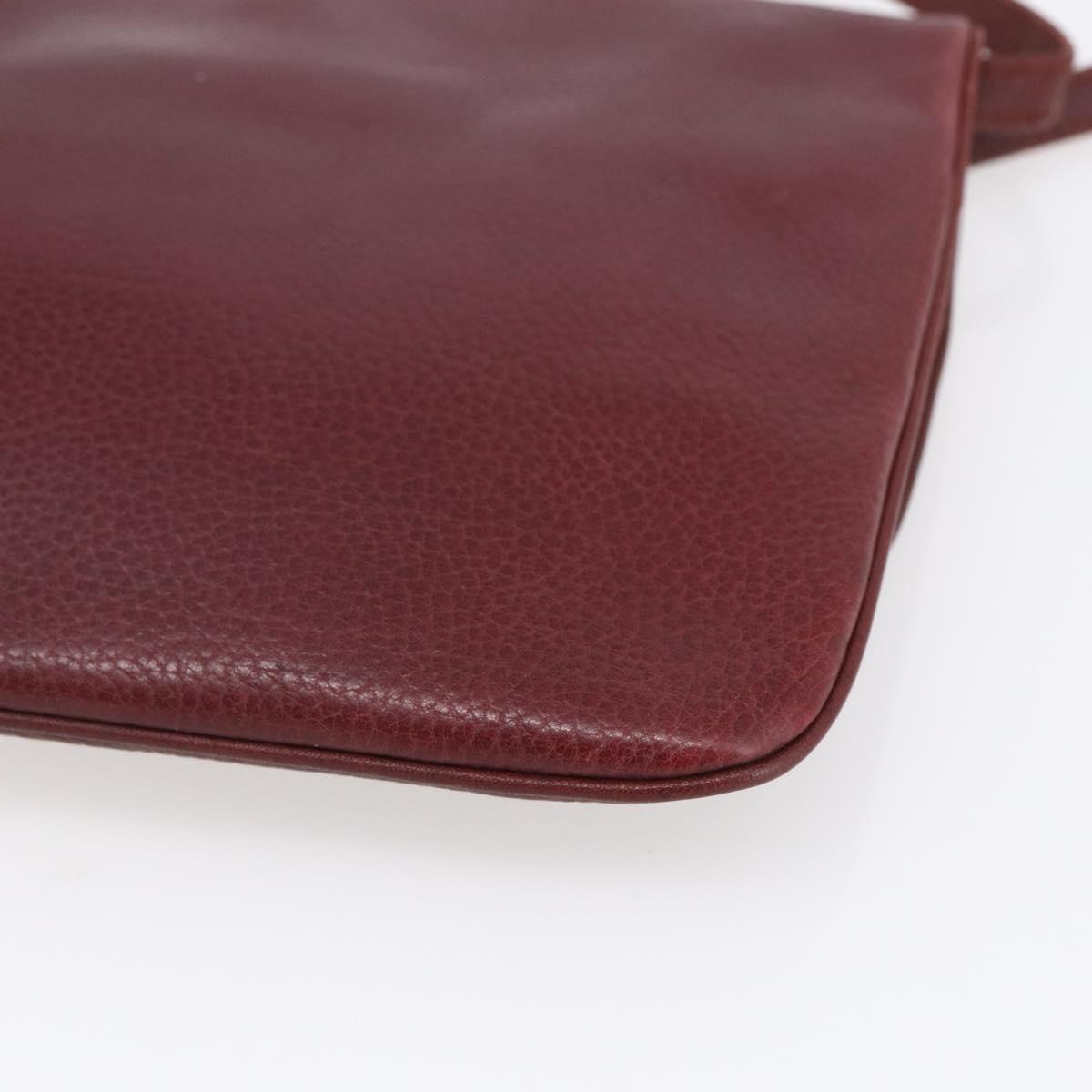 CARTIER Must Line Shoulder Bag Leather Bordeaux Gold Auth mr1591