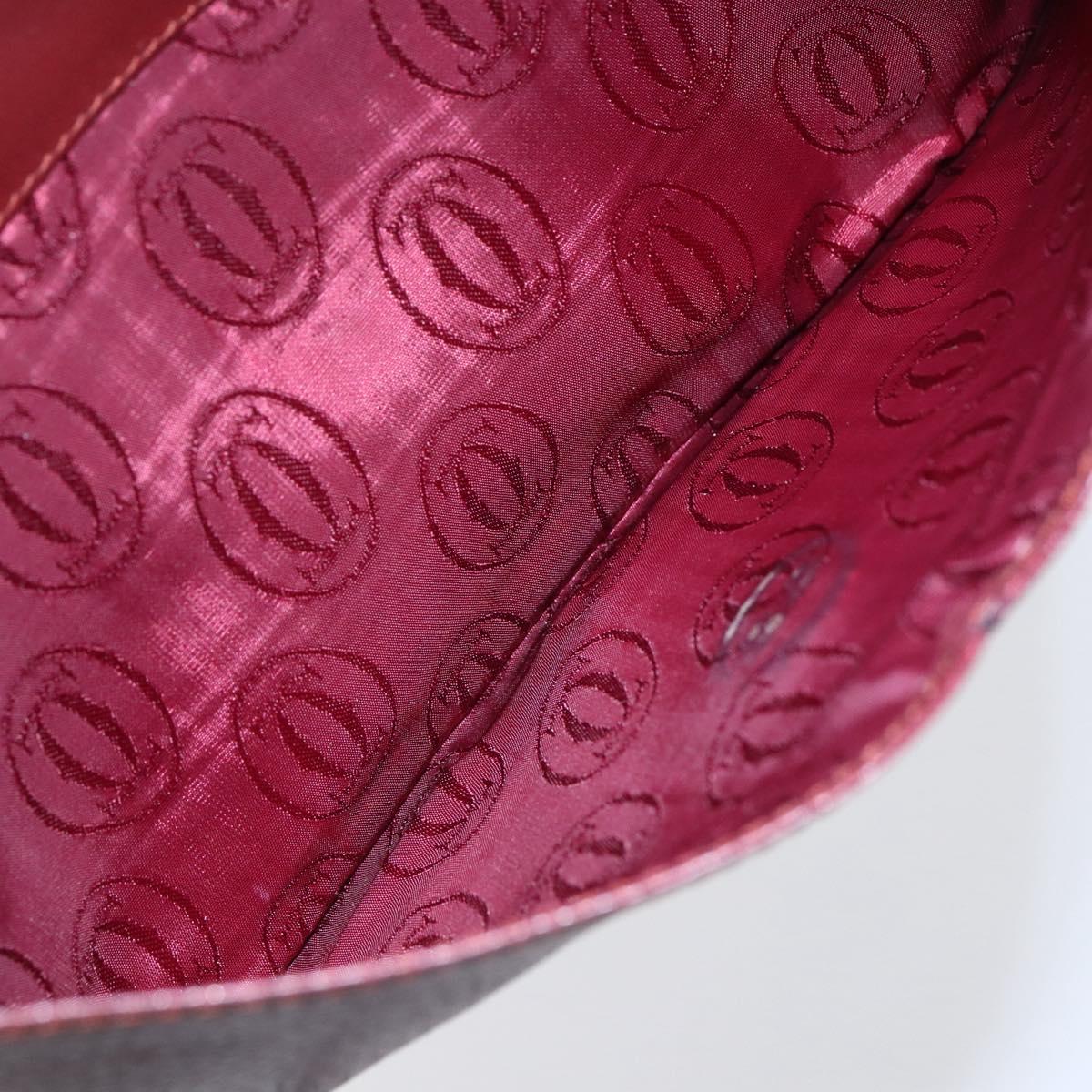 CARTIER Must Line Shoulder Bag Leather Bordeaux Gold Auth mr1591