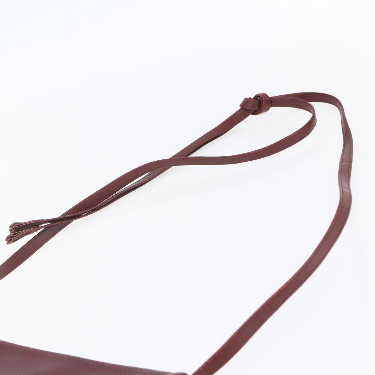 CARTIER Must Line Shoulder Bag Leather Bordeaux Gold Auth mr1591