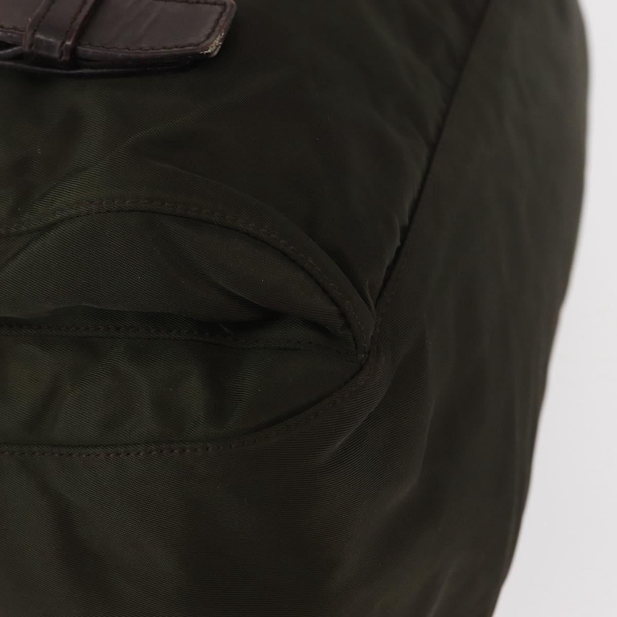 PRADA Shoulder Bag Nylon Khaki Silver Auth mr1593