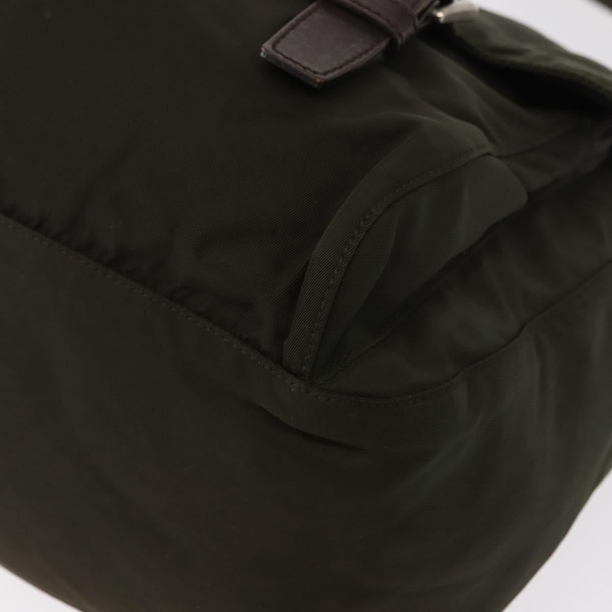 PRADA Shoulder Bag Nylon Khaki Silver Auth mr1593