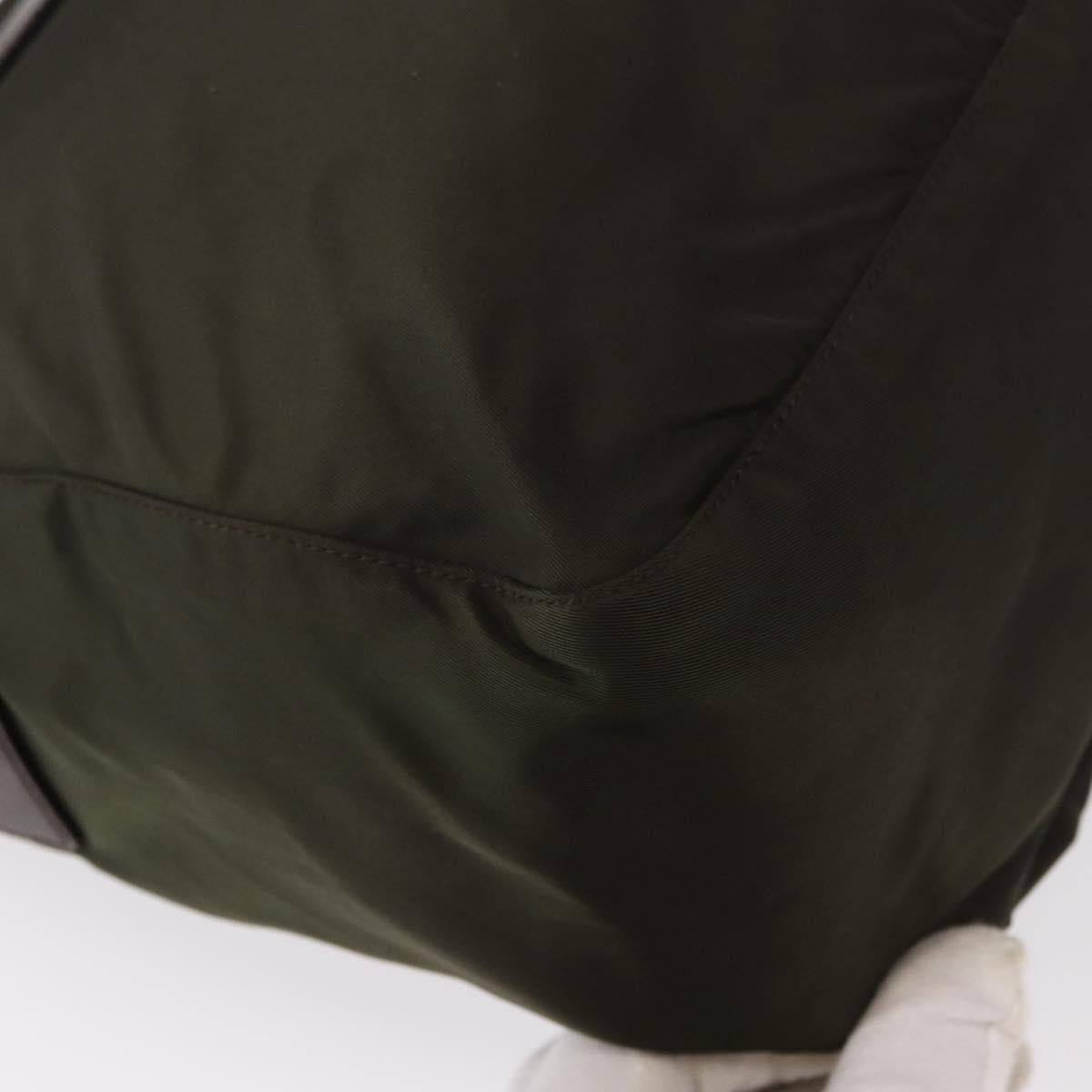 PRADA Shoulder Bag Nylon Khaki Silver Auth mr1593