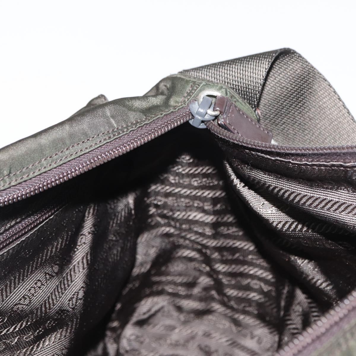 PRADA Shoulder Bag Nylon Khaki Silver Auth mr1593