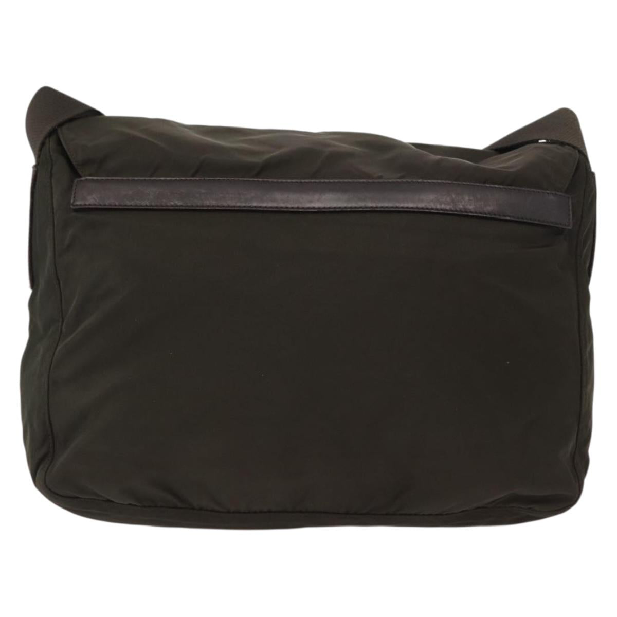 PRADA Shoulder Bag Nylon Khaki Silver Auth mr1593