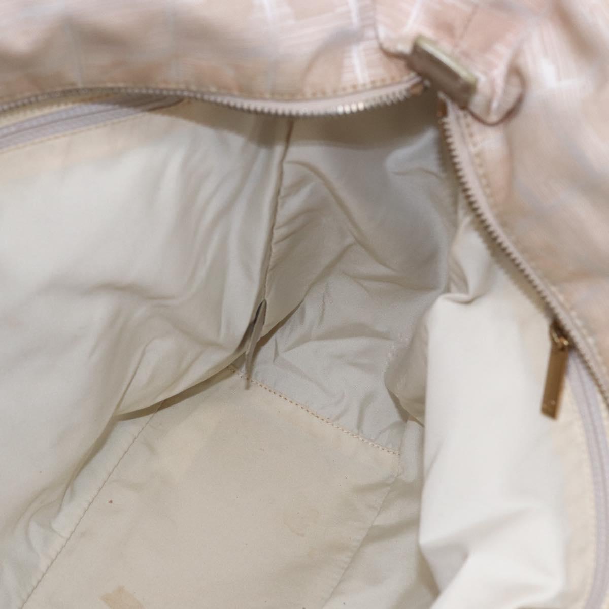 CHANEL New Travel Line Tote Bag Nylon Beige Gold CC Auth mr1594