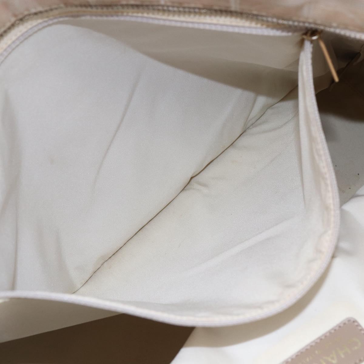 CHANEL New Travel Line Tote Bag Nylon Beige Gold CC Auth mr1594