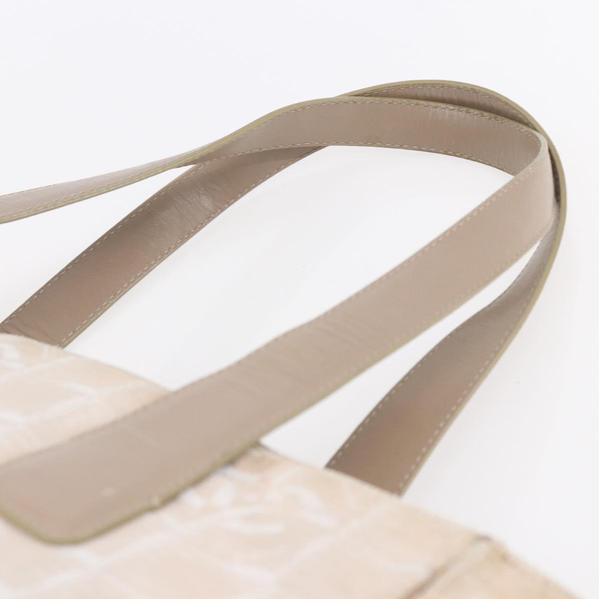 CHANEL New Travel Line Tote Bag Nylon Beige Gold CC Auth mr1594