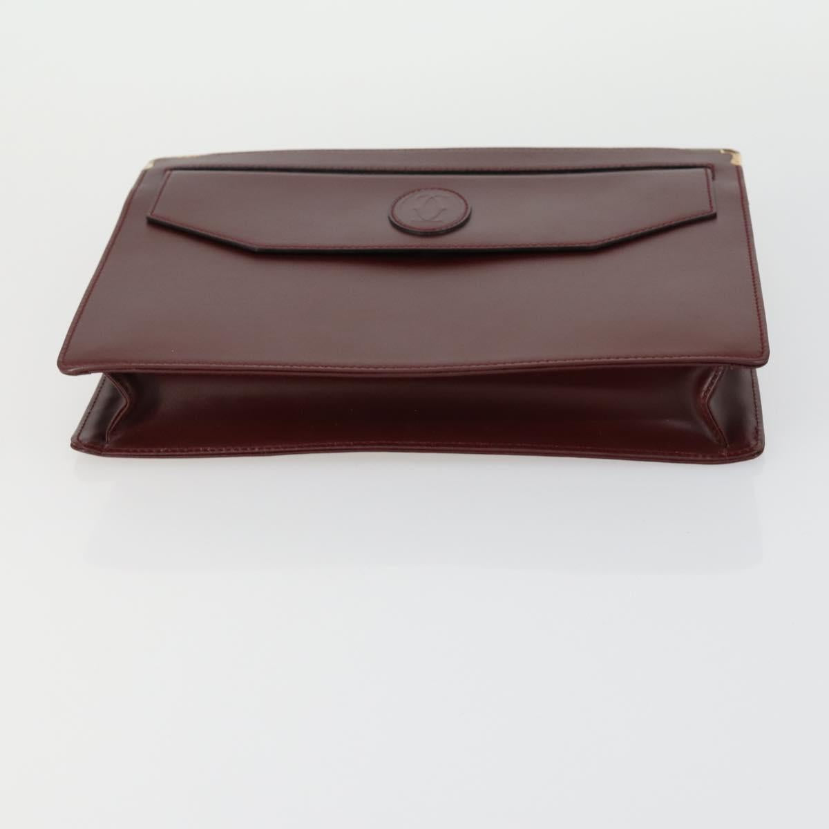 CARTIER Must Line Clutch Bag Leather 2 Set Bordeaux Auth mr1596