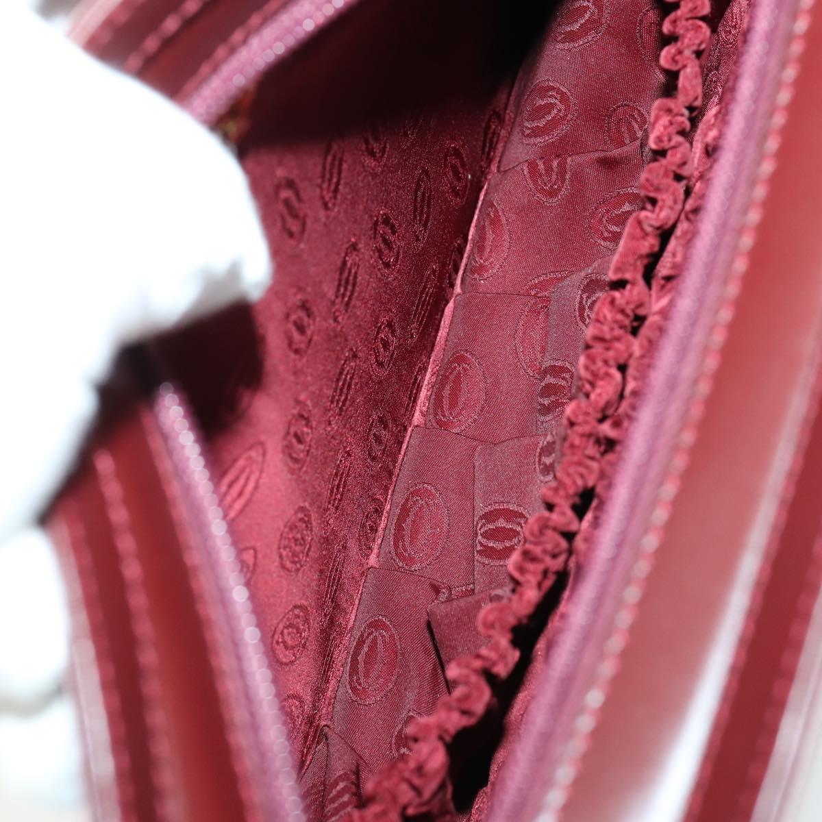 CARTIER Must Line Clutch Bag Leather 2 Set Bordeaux Auth mr1596