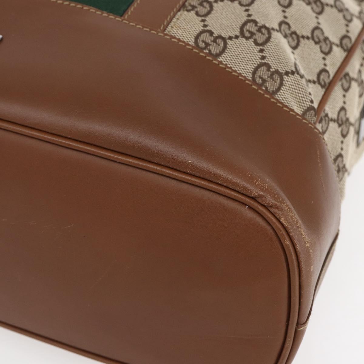 GUCCI GG Canvas Web Sherry Line special edition Hand Bag Beige Gold Auth mr1598