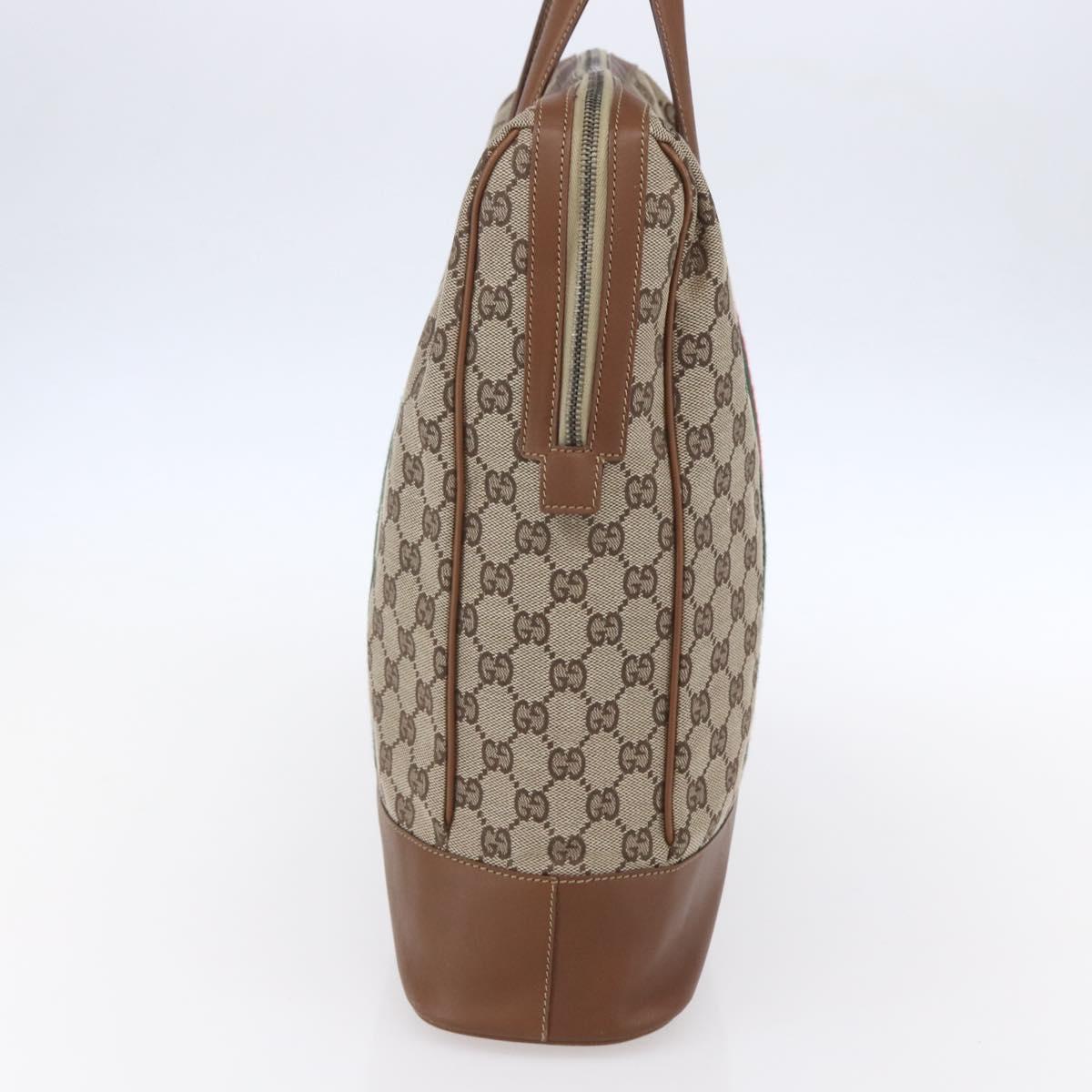GUCCI GG Canvas Web Sherry Line special edition Hand Bag Beige Gold Auth mr1598