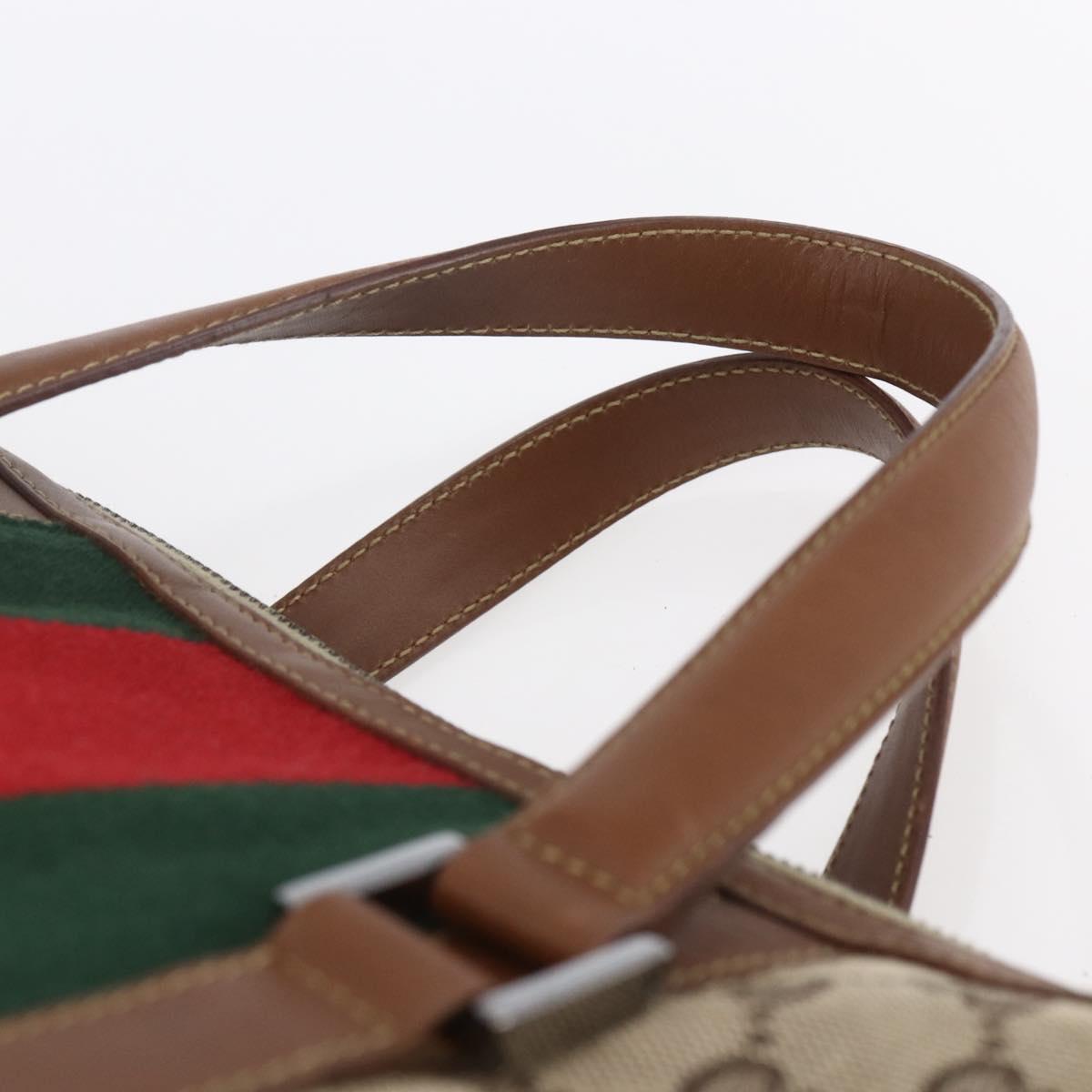 GUCCI GG Canvas Web Sherry Line special edition Hand Bag Beige Gold Auth mr1598