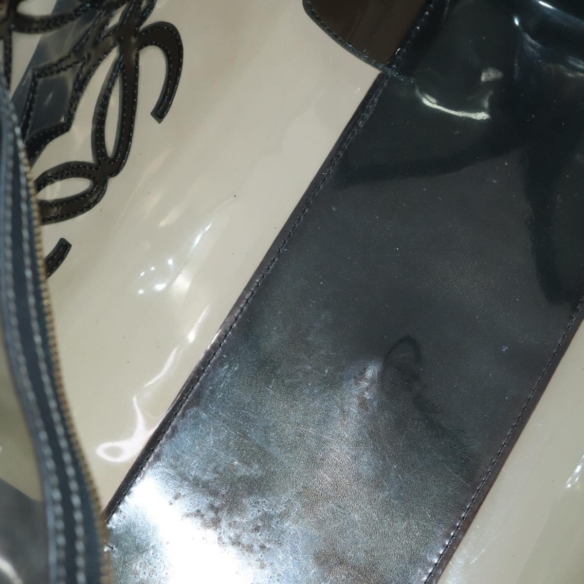 LOEWE Anagram Amazona 36 Hand Bag Vinyl Leather Black Gold Auth mr1599