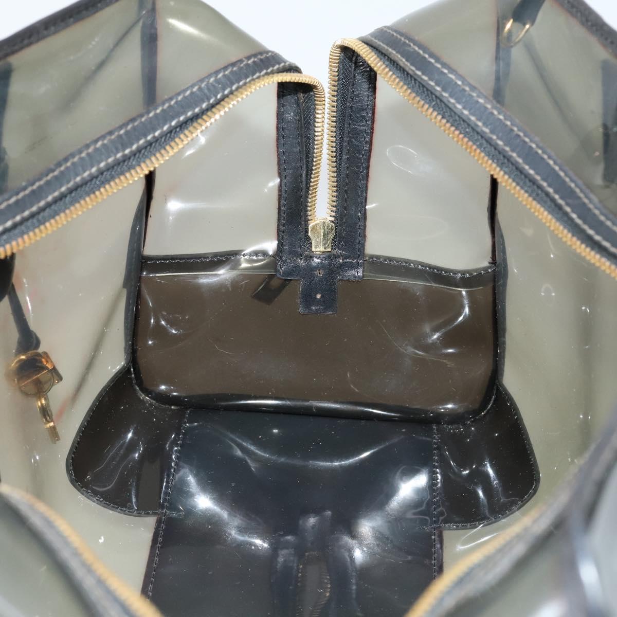 LOEWE Anagram Amazona 36 Hand Bag Vinyl Leather Black Gold Auth mr1599