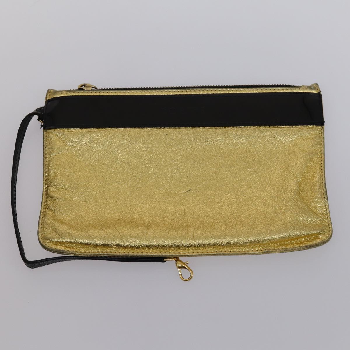 LOEWE Anagram Amazona 36 Hand Bag Vinyl Leather Black Gold Auth mr1599