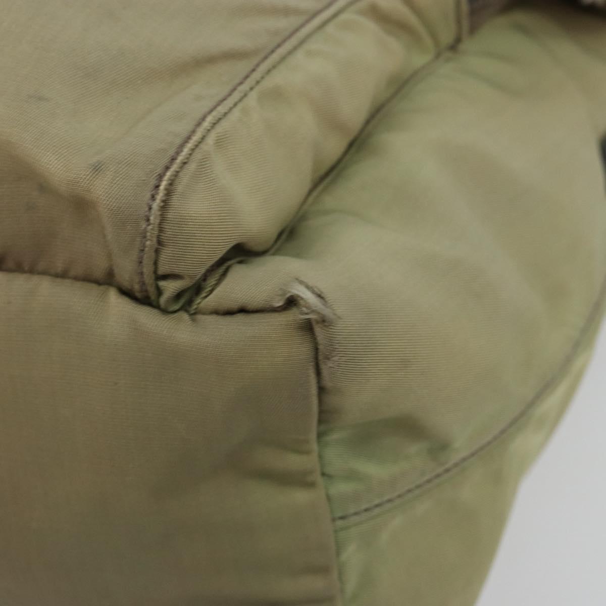 PRADA Shoulder Bag Nylon Khaki Silver Auth mr1600