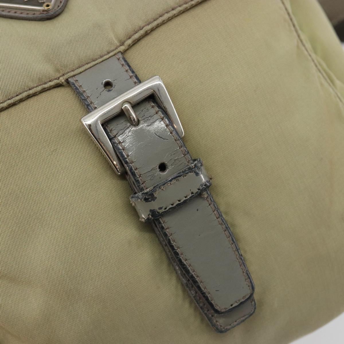 PRADA Shoulder Bag Nylon Khaki Silver Auth mr1600