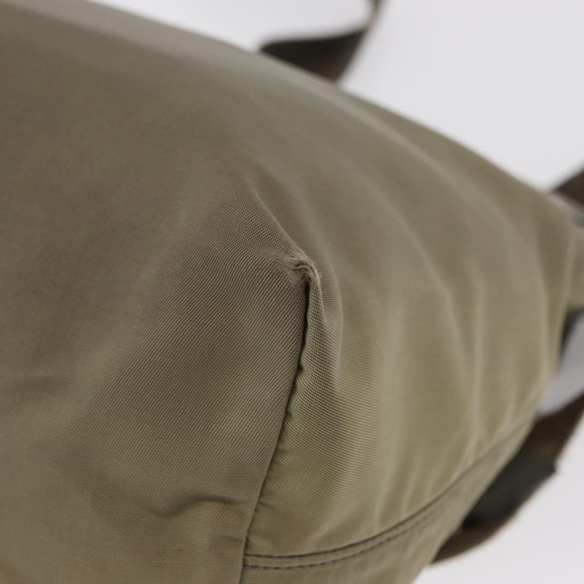 PRADA Shoulder Bag Nylon Khaki Silver Auth mr1600