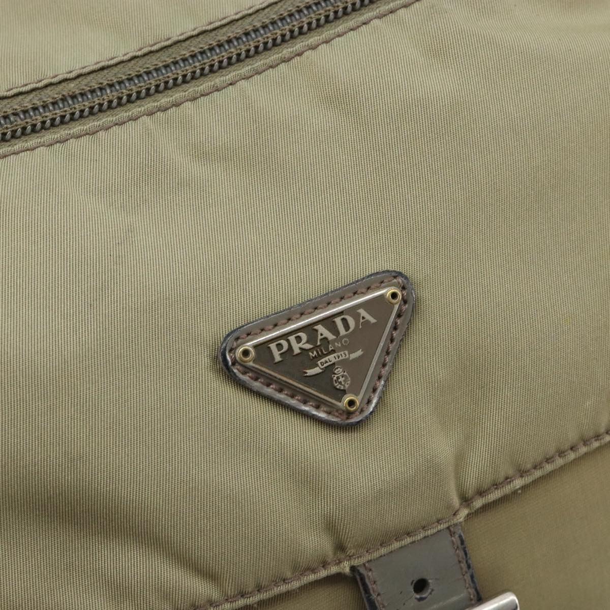 PRADA Shoulder Bag Nylon Khaki Silver Auth mr1600