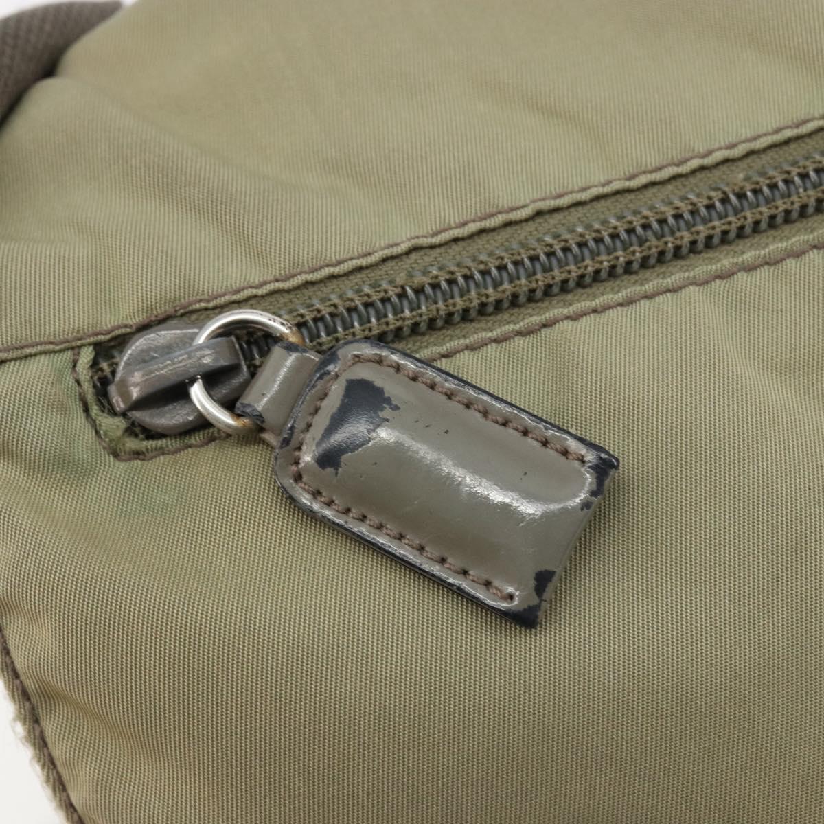 PRADA Shoulder Bag Nylon Khaki Silver Auth mr1600