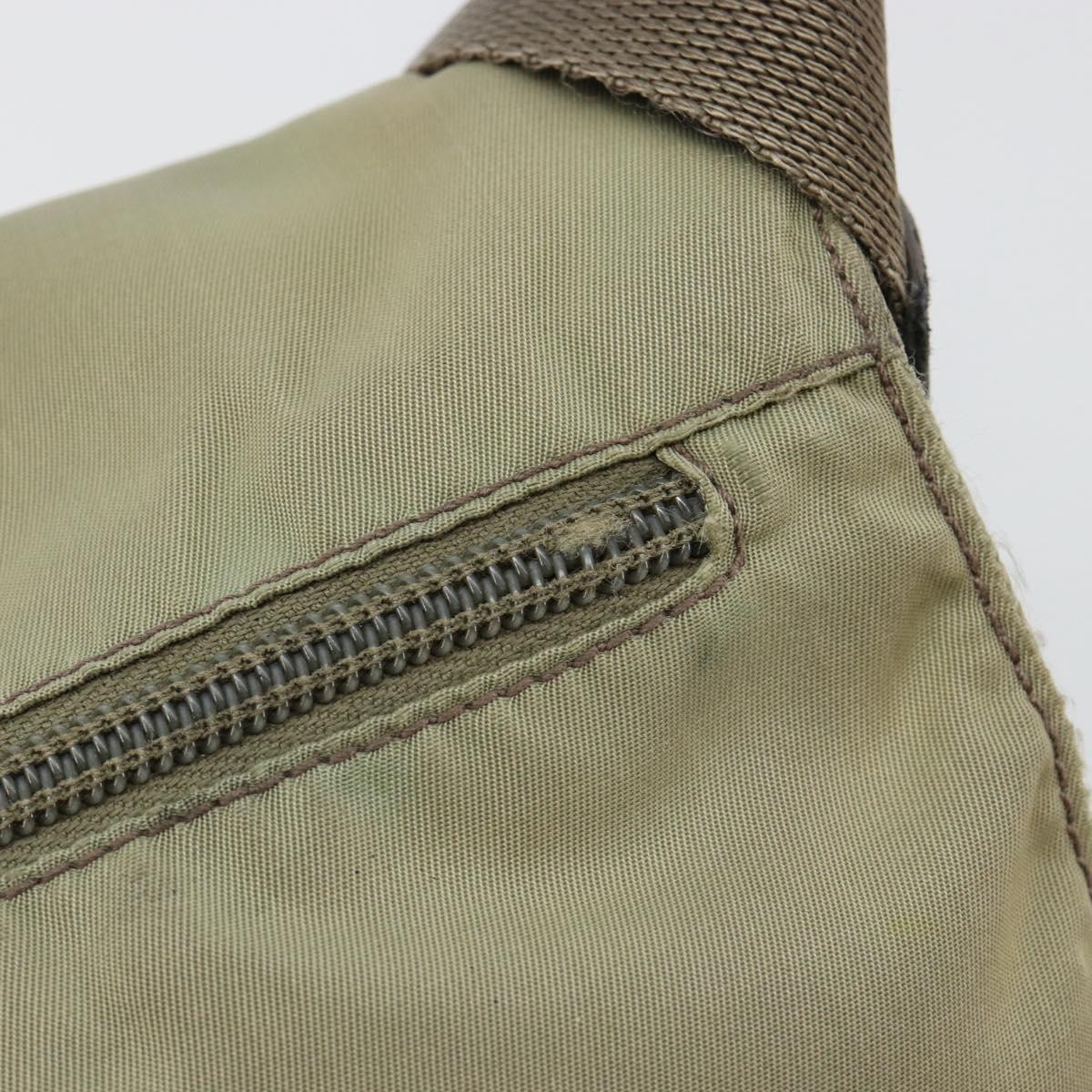 PRADA Shoulder Bag Nylon Khaki Silver Auth mr1600