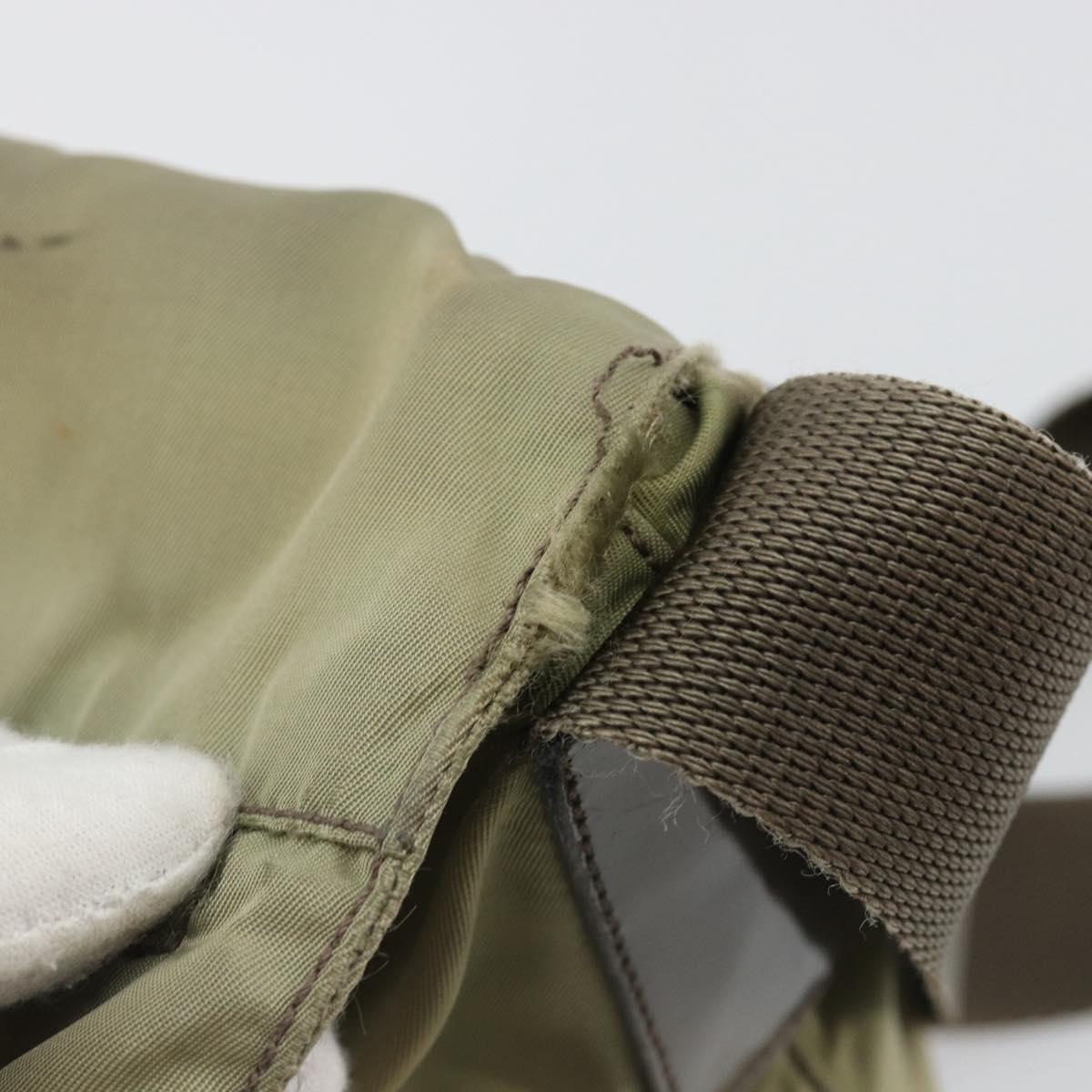 PRADA Shoulder Bag Nylon Khaki Silver Auth mr1600