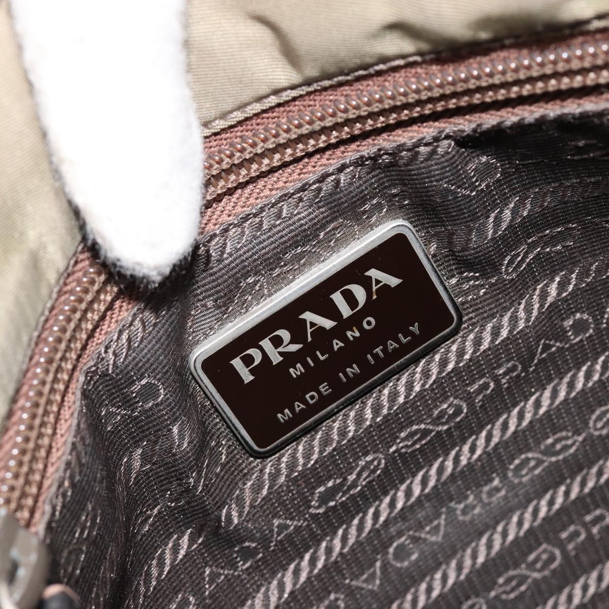 PRADA Shoulder Bag Nylon Khaki Silver Auth mr1600