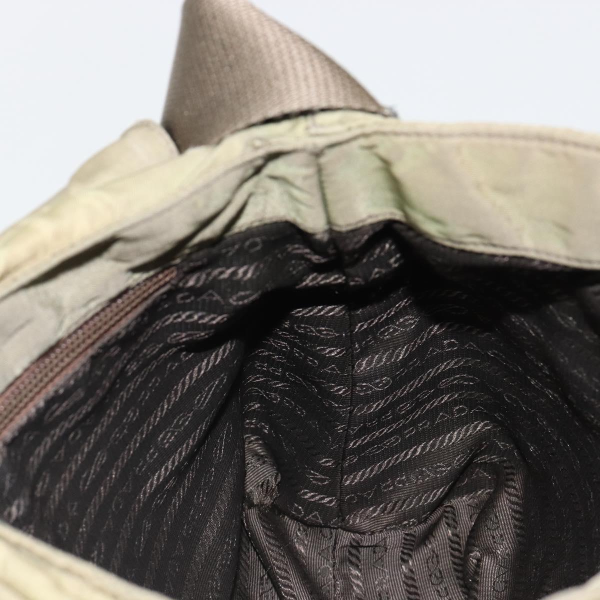 PRADA Shoulder Bag Nylon Khaki Silver Auth mr1600