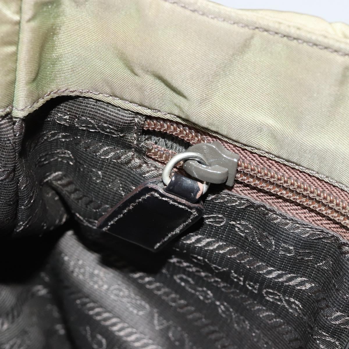 PRADA Shoulder Bag Nylon Khaki Silver Auth mr1600
