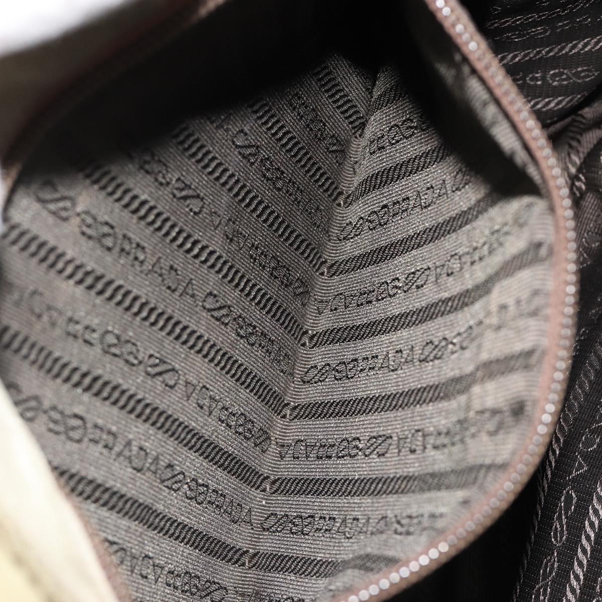 PRADA Shoulder Bag Nylon Khaki Silver Auth mr1600